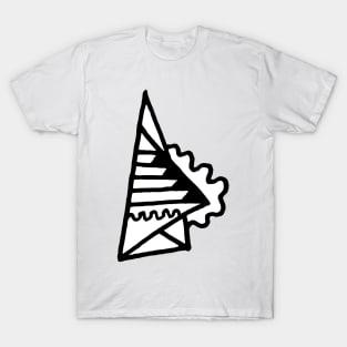 Black and White Abstract Paper Plane Doodle Art T-Shirt